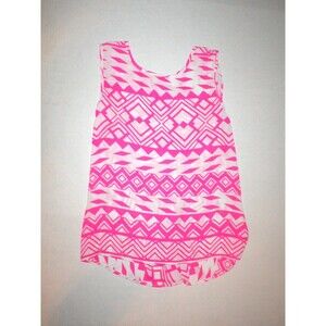 New Womens Small Minx USA made Blouse Top White Pink Sleeveless Open Back Slit S